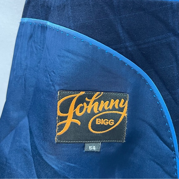 Johnny Bigg Navy Blue Windowpane Plaid 2-Button 54R Blazer Jacket Sport Coat - Picture 5 of 6